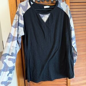 Camouflage Sleeve Black Top